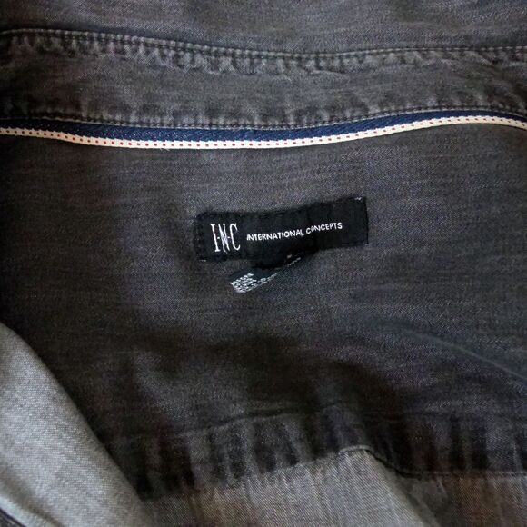 INC International Concepts Shirt Mens XXL Distress Black Western Saw Tooth Pearl - Picture 10 of 11